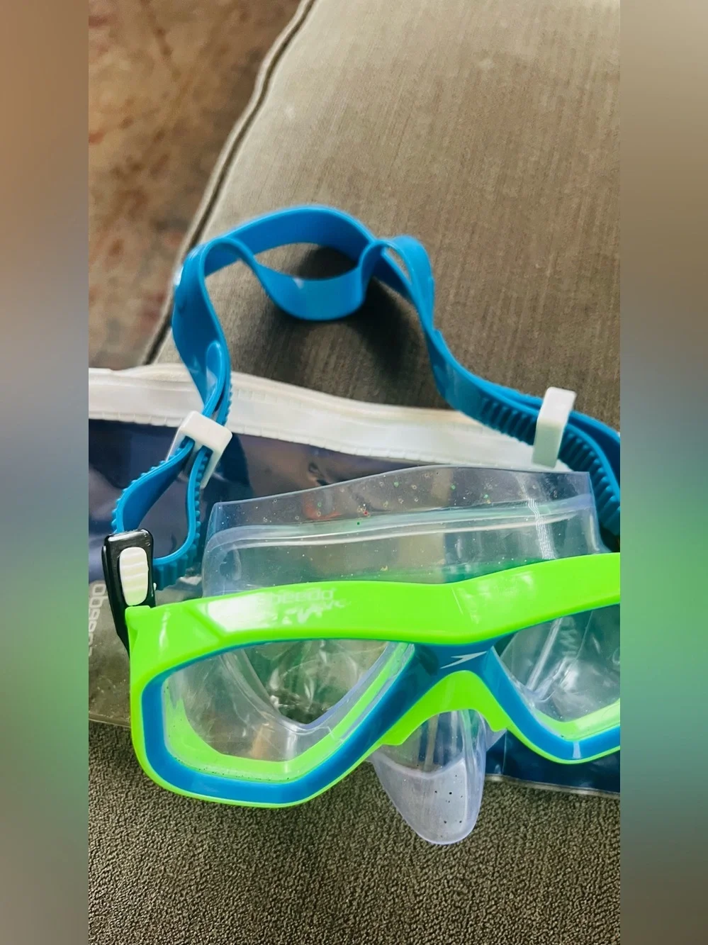 Speedo Kids Swim Mask - Bright Green & Blue Goggles